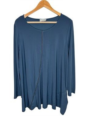 Chalet et Ceci tunic top asymmetrical teal zipper detail size medium